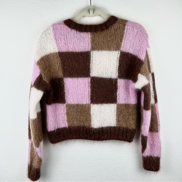 & Other Stories Mohair Wool Checkered Fuzzy Knit Sweater Scandi Small - Picture 9 of 16